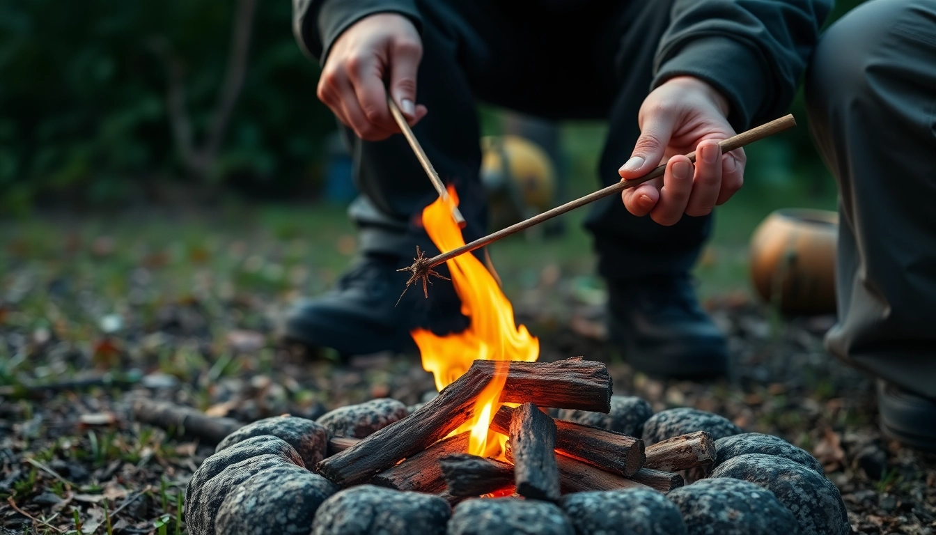 Lighting a fire with a ferro rod